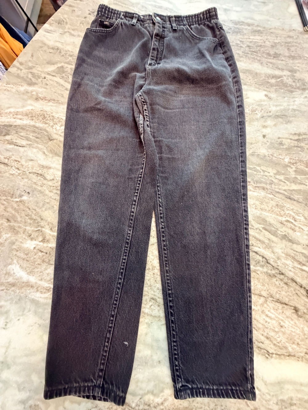 Vintage Lee Black High Rise Mom Jeans 12M Made USA 100% Cotton